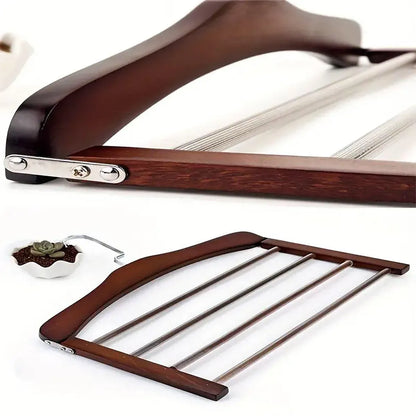 Multi Tier Wooden Trouser Rack Household Towel Rack Space Saving Pants Hanger - Original wood