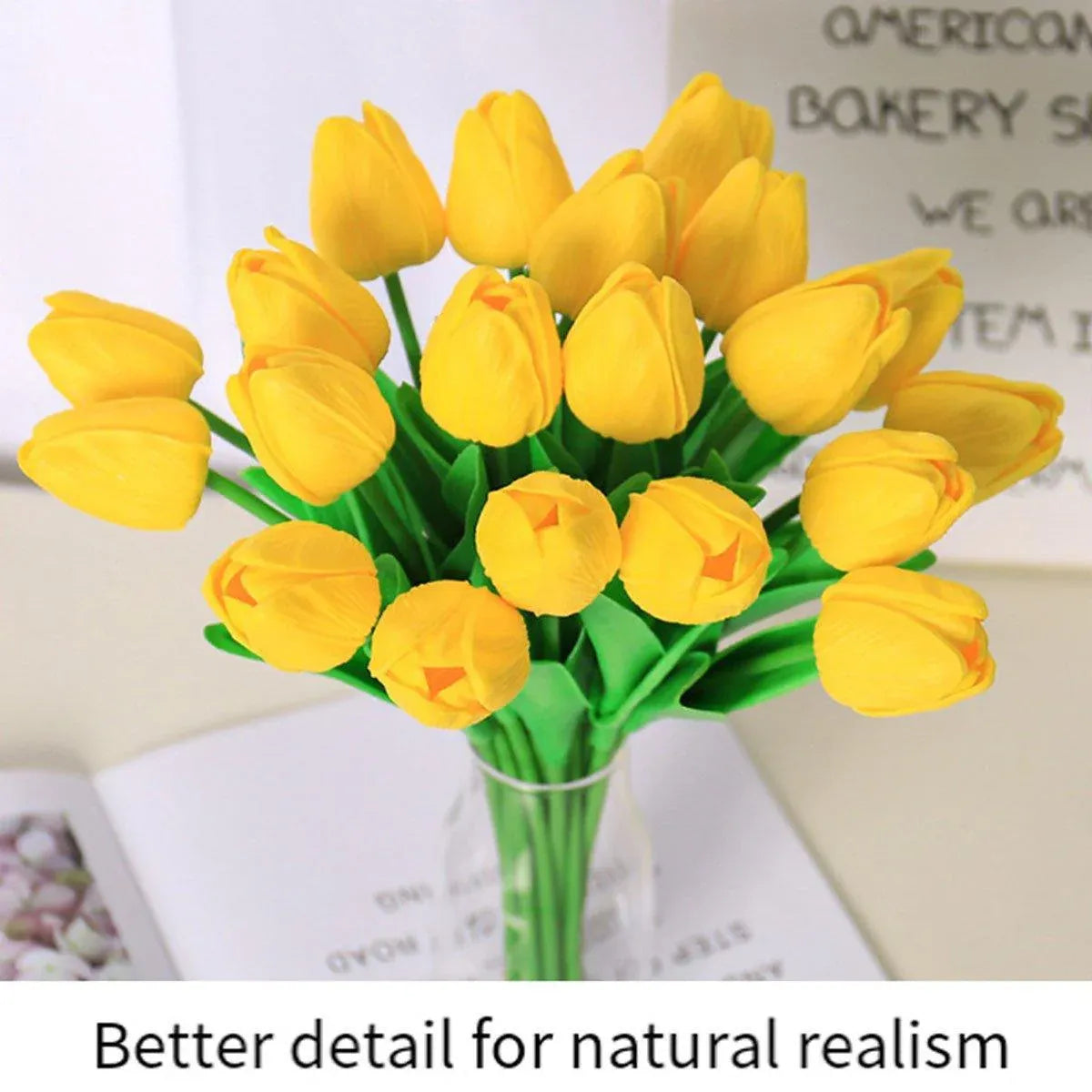20PCS Real Touch Artificial Tulip Bouquet Fake Flowers for Home Wedding Decor - Pink