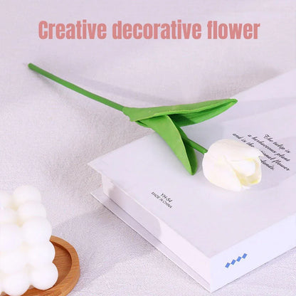 20PCS Real Touch Artificial Tulip Bouquet Fake Flowers for Home Wedding Decor - Pink