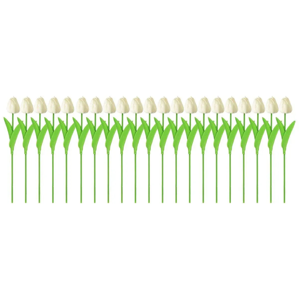 20PCS Real Touch Artificial Tulip Bouquet Fake Flowers for Home Wedding Decor - White