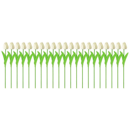 20PCS Real Touch Artificial Tulip Bouquet Fake Flowers for Home Wedding Decor - White