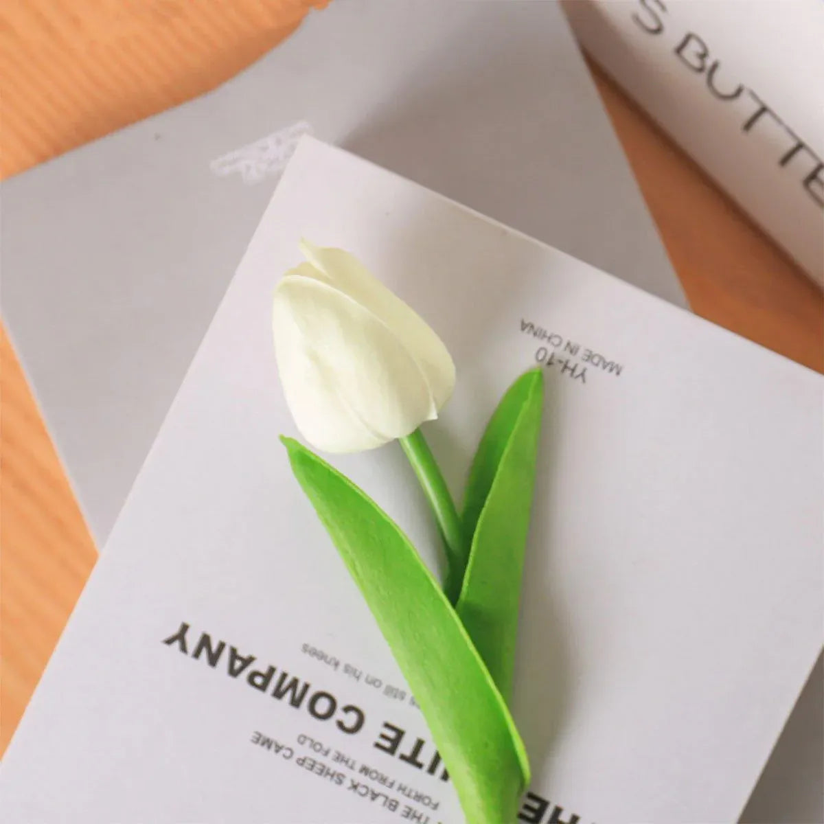 20PCS Real Touch Artificial Tulip Bouquet Fake Flowers for Home Wedding Decor - White