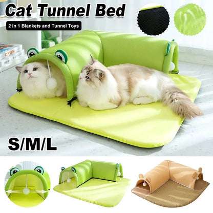 Washable Cat Tunnel Nest Corner Passage Cat House Easy Clean Pet Furniture - Green-M