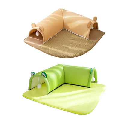 Washable Cat Tunnel Nest Corner Passage Cat House Easy Clean Pet Furniture - Green-M