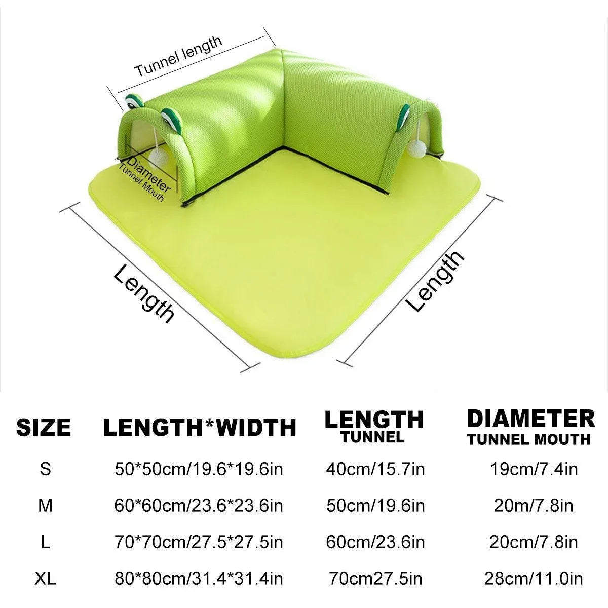 Washable Cat Tunnel Nest Corner Passage Cat House Easy Clean Pet Furniture - Green-M