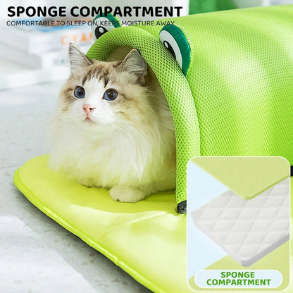 Washable Cat Tunnel Nest Corner Passage Cat House Easy Clean Pet Furniture - Green-M