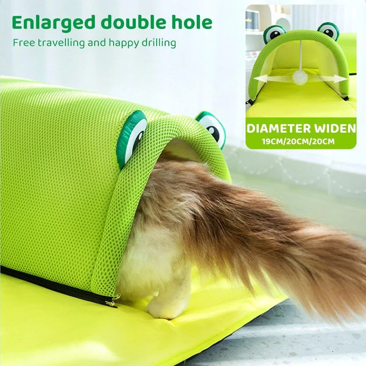 Washable Cat Tunnel Nest Corner Passage Cat House Easy Clean Pet Furniture - Green-M