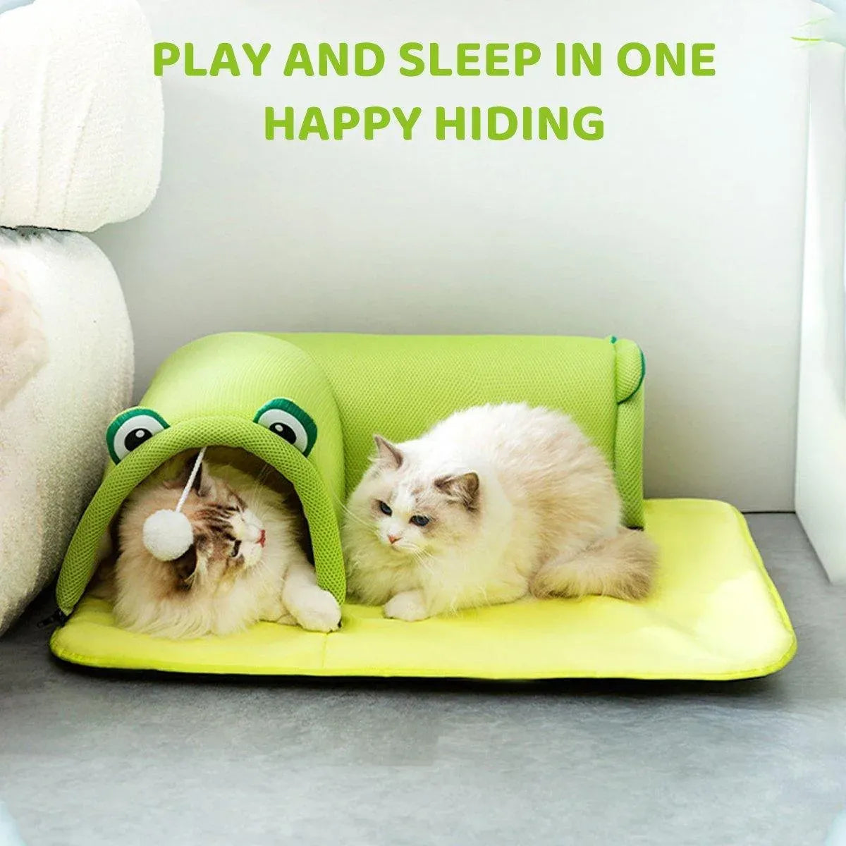 Washable Cat Tunnel Nest Corner Passage Cat House Easy Clean Pet Furniture - Green-M