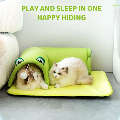 Washable Cat Tunnel Nest Corner Passage Cat House Easy Clean Pet Furniture - Green-M