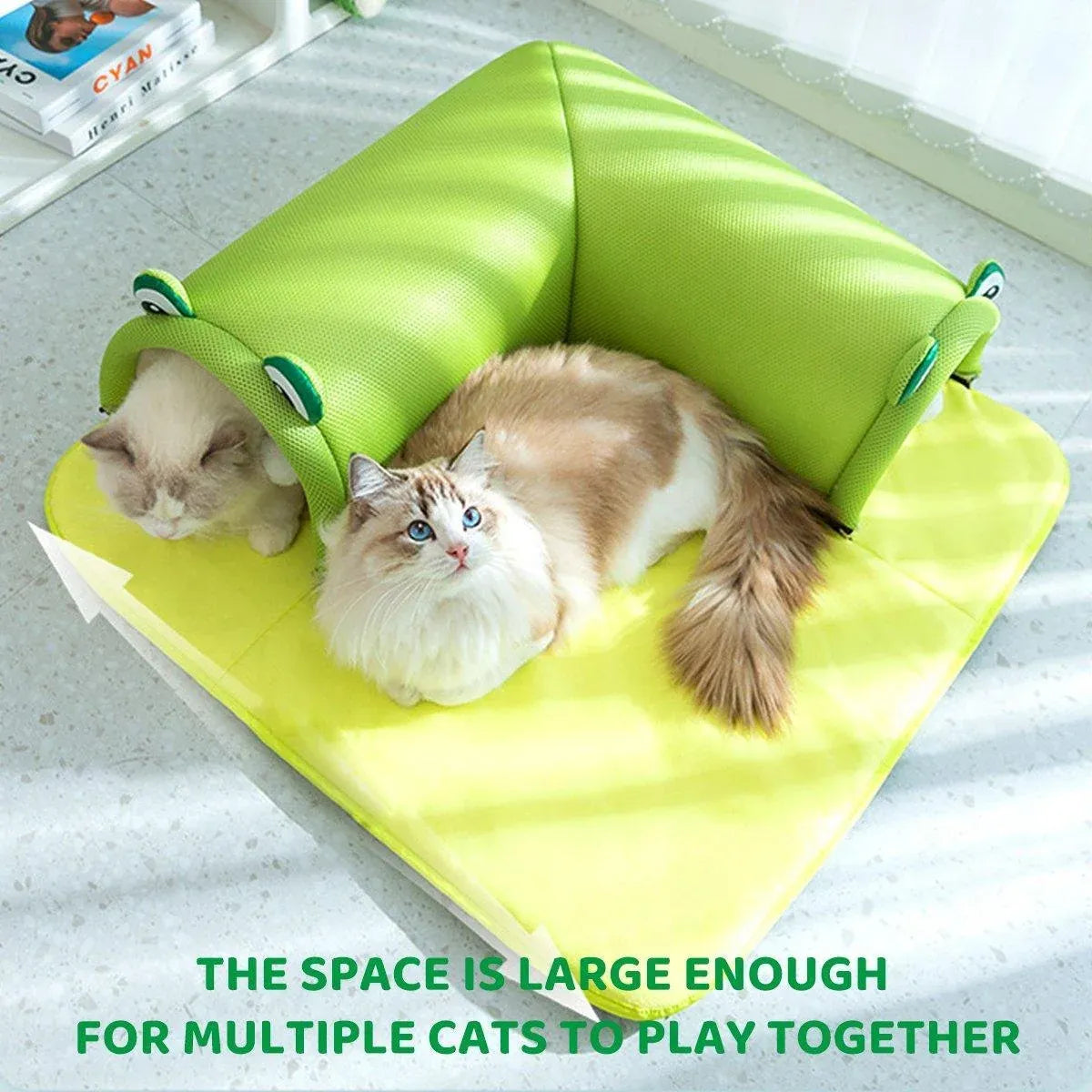 Washable Cat Tunnel Nest Corner Passage Cat House Easy Clean Pet Furniture - Green-M