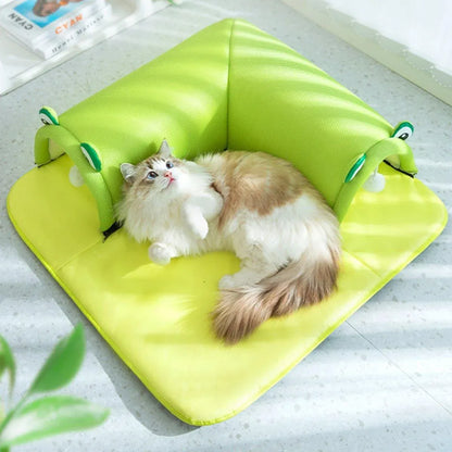 Washable Cat Tunnel Nest Corner Passage Cat House Easy Clean Pet Furniture - Green-M