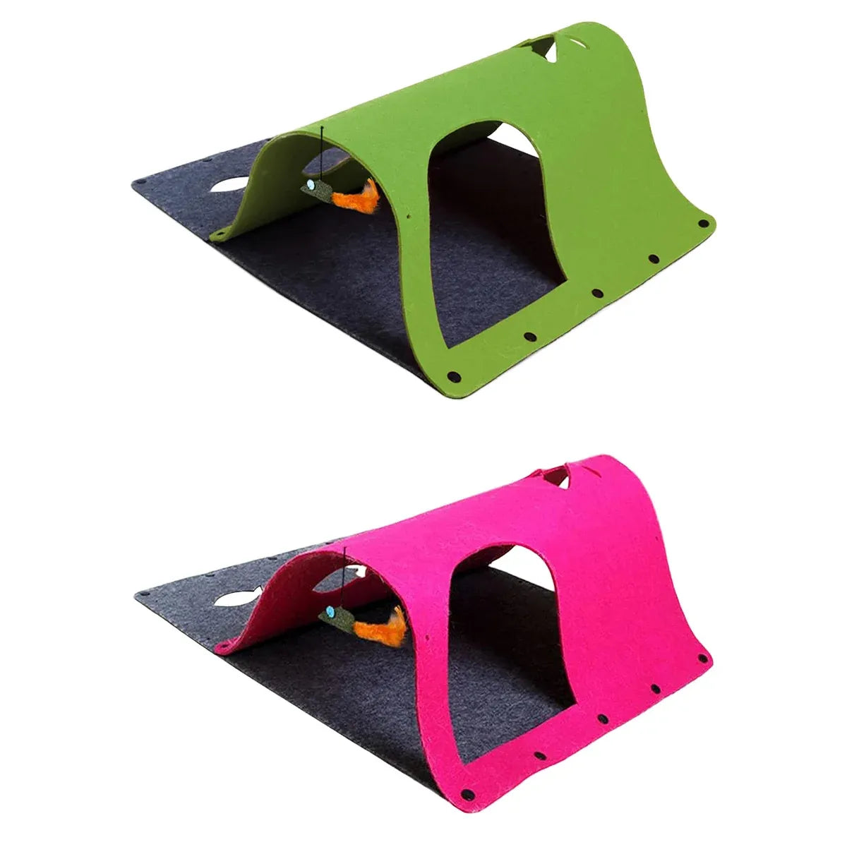 Felt Cat Tunnel Play Passage For Cats Interactive Fun Hideaway For Pets Indoor - Rose Red