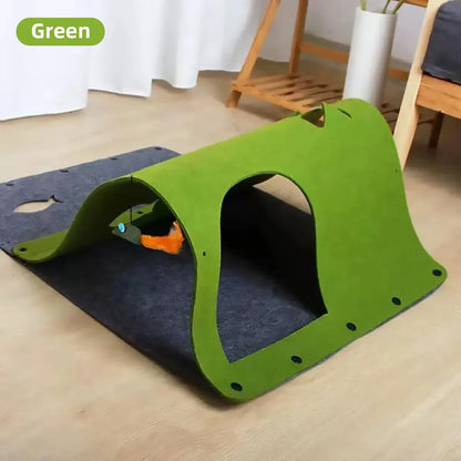 Felt Cat Tunnel Play Passage For Cats Interactive Fun Hideaway For Pets Indoor - Rose Red