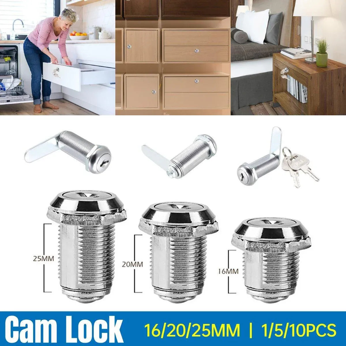 1/5/10pcs File Cabinet Drawer Milk Box Swivel Lock Small Round Security Lock - 16mm-10PCS
