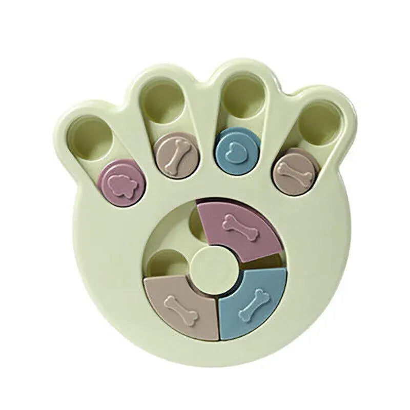 Dog Treat Dispenser Food Puzzle Toy Interactive Training Feeder Pet Supply Bowl - Claw-Green