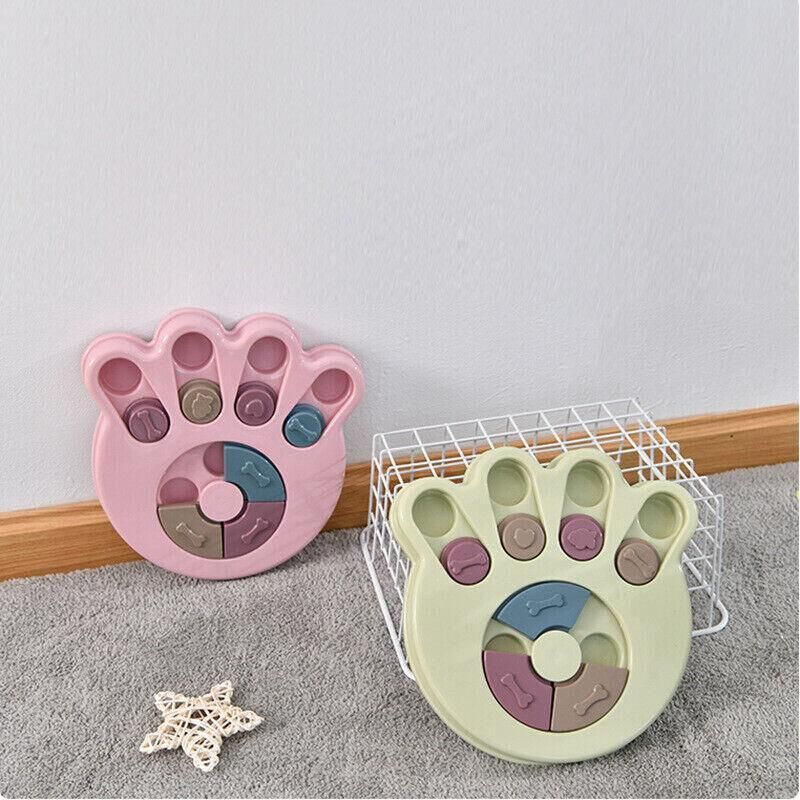Dog Treat Dispenser Food Puzzle Toy Interactive Training Feeder Pet Supply Bowl - Claw-Green