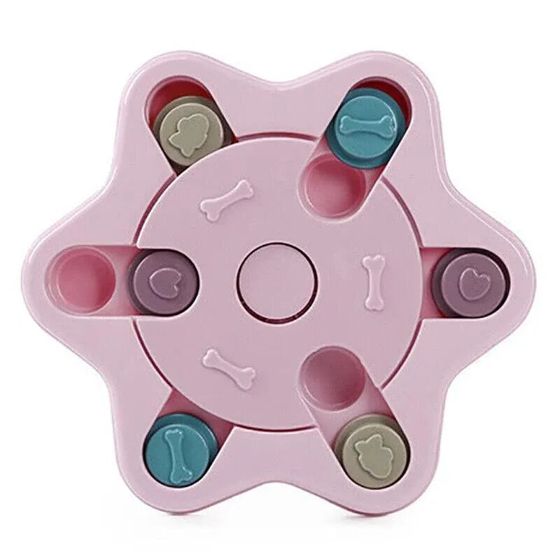 Dog Treat Dispenser Food Puzzle Toy Interactive Training Feeder Pet Supply Bowl - Hexagon-Pink