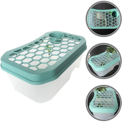 Open Turtle Tank Sun Basking Platform Plastic Reptile Habitat Aquarium Large - Blue