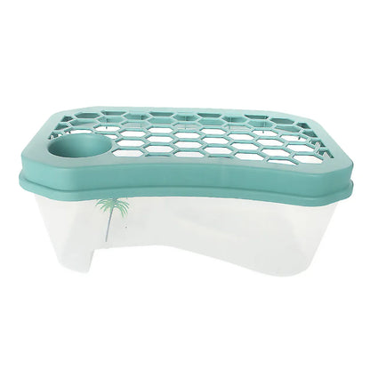 Open Turtle Tank Sun Basking Platform Plastic Reptile Habitat Aquarium Large - Blue