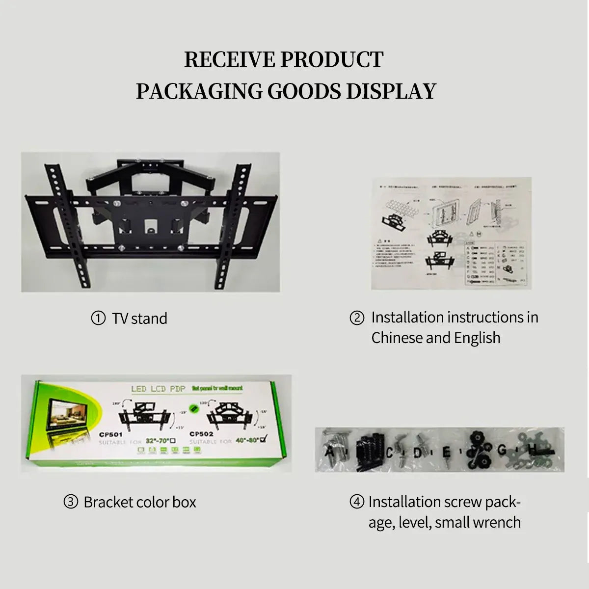 TV Wall Mount Monitor Rotating Bracket Adjustable Screen Holder Stand for Home