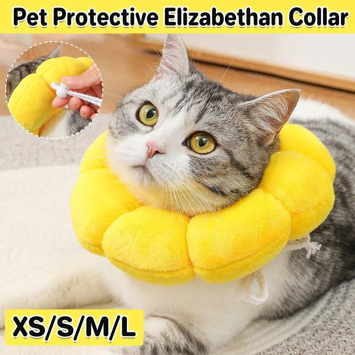 Sunflower Elizabeth Collar for Cats and Dogs Anti Licking Sterilization Headgear - M