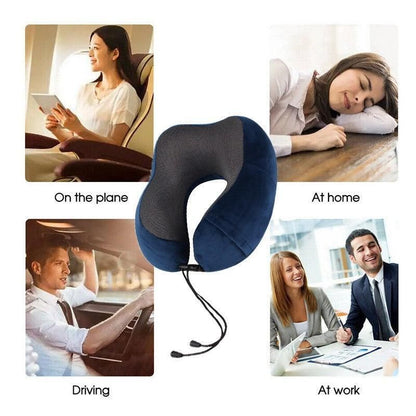 Memory Foam U-Shaped Travel Neck Pillow Set with Sleep Mask and Earplugs