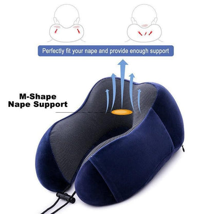 Memory Foam U-Shaped Travel Neck Pillow Set with Sleep Mask and Earplugs