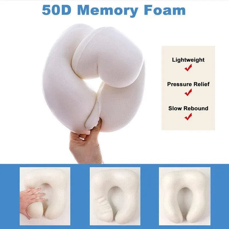 Memory Foam U-Shaped Travel Neck Pillow Set with Sleep Mask and Earplugs