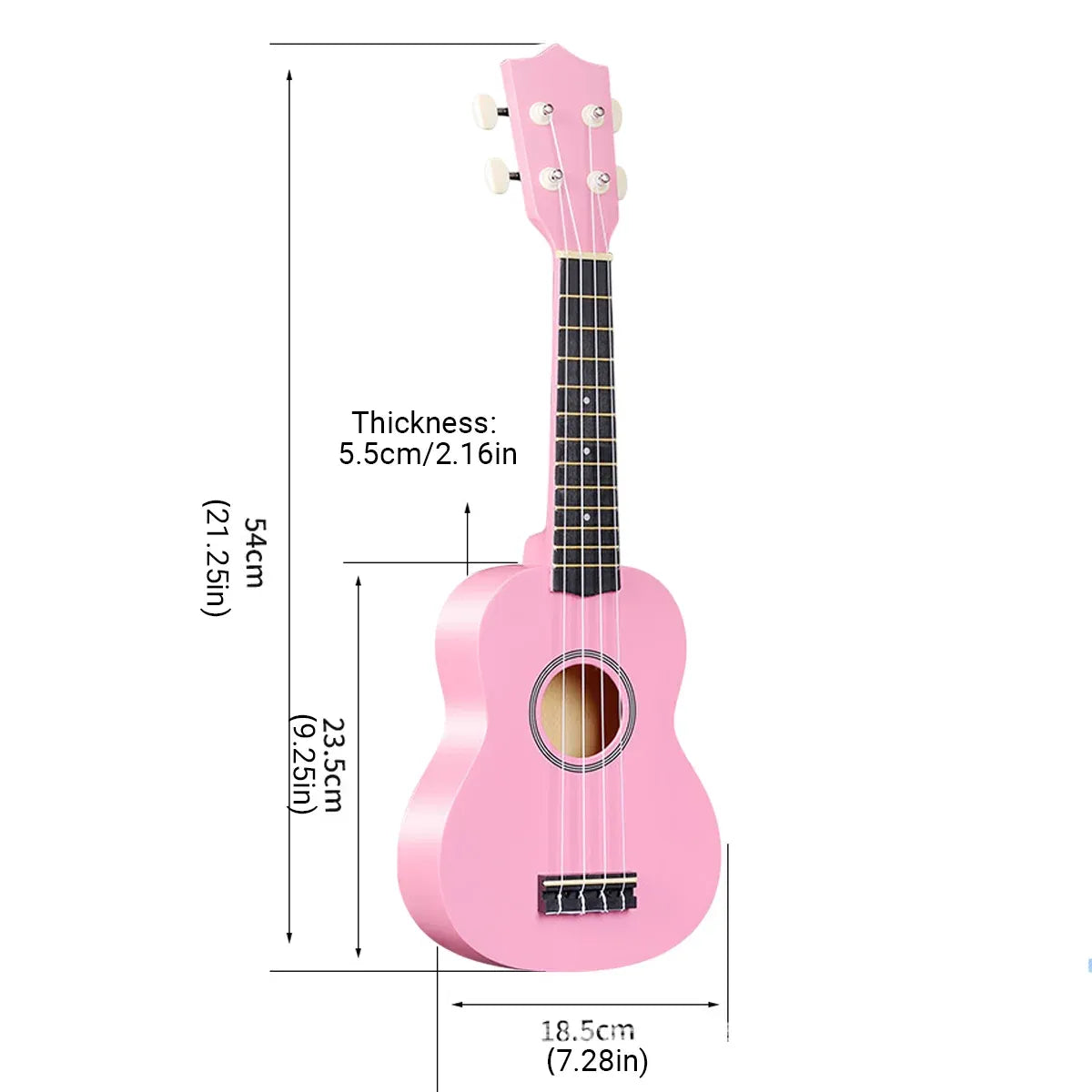 21 Inch Ukulele Beginner 4 String Small Guitar Easy To Learn Clear Sound Use - Black