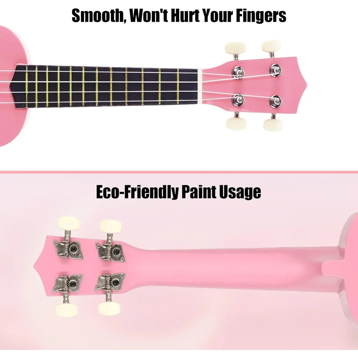 21 Inch Ukulele Beginner 4 String Small Guitar Easy To Learn Clear Sound Use - Pink