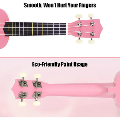 21 Inch Ukulele Beginner 4 String Small Guitar Easy To Learn Clear Sound Use - Pink