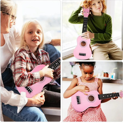 21 Inch Ukulele Beginner 4 String Small Guitar Easy To Learn Clear Sound Use - Pink