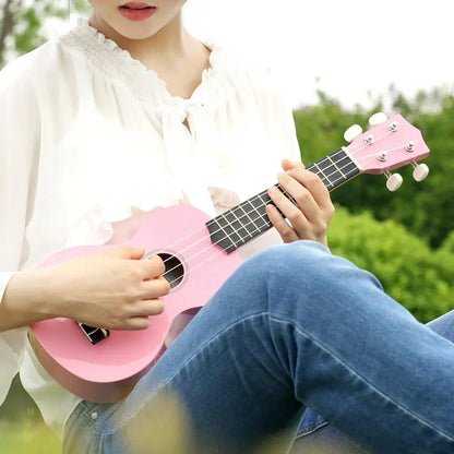 21 Inch Ukulele Beginner 4 String Small Guitar Easy To Learn Clear Sound Use - Pink