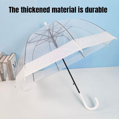 Clear Dome Umbrella Wedding Party Transparent Parasol Handle Waterproof Rain - Black