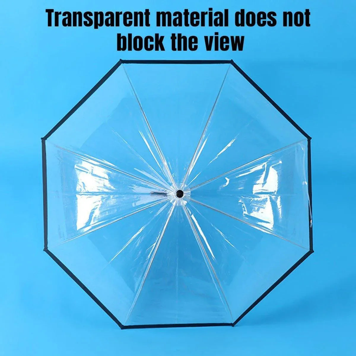 Clear Dome Umbrella Wedding Party Transparent Parasol Handle Waterproof Rain - Black