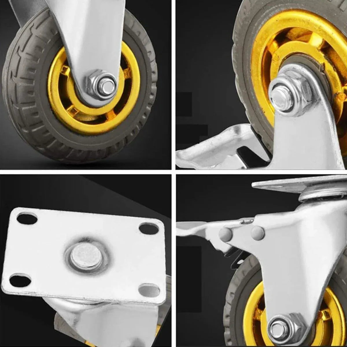 4pcs 6inch Heavy Duty Swivel Caster Wheels 150mm 1000kg Load 2 with Brakes