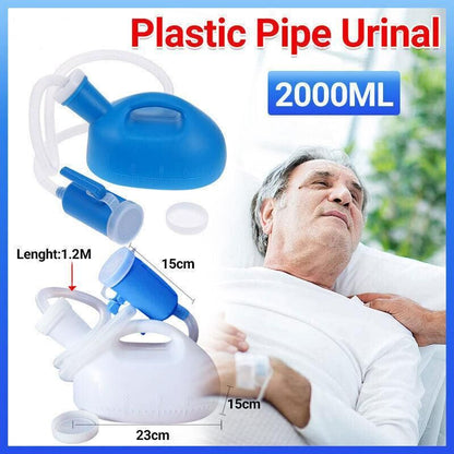 2000ml Portable Male Urinal Bottle with 1.2m Tube for Car Camping Travel Outdoor Use - Blue