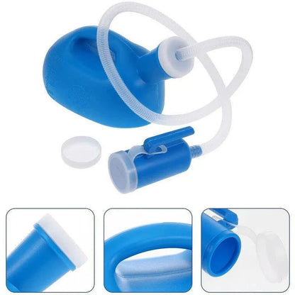 2000ml Portable Male Urinal Bottle with 1.2m Tube for Car Camping Travel Outdoor Use - Blue