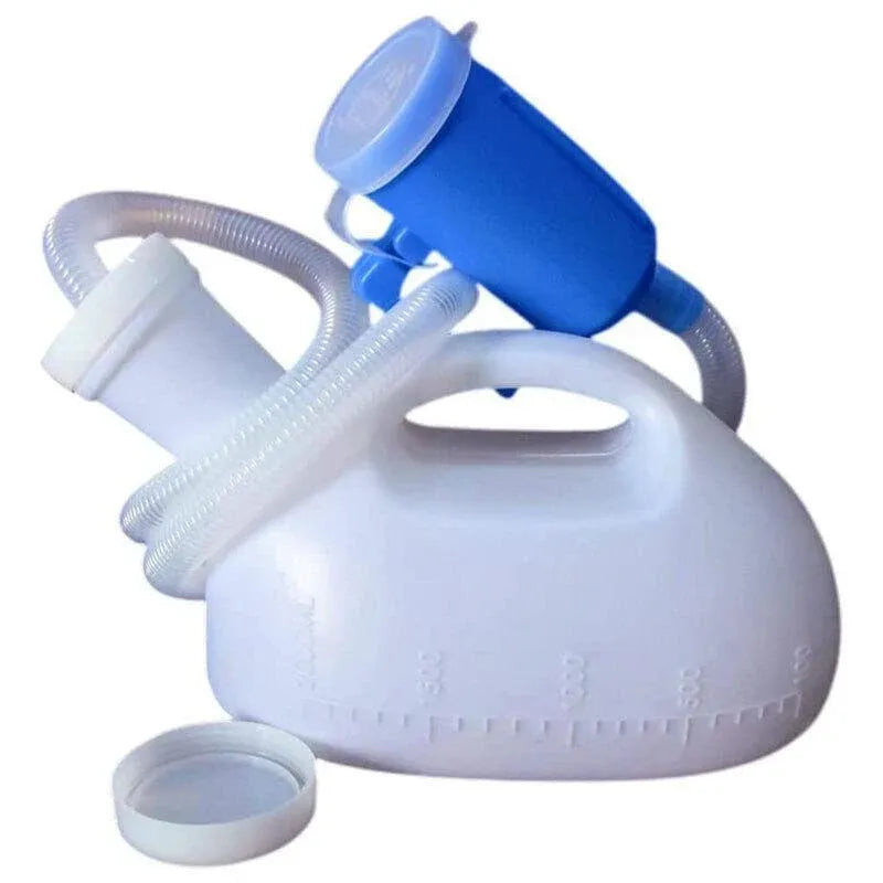 2000ml Portable Male Urinal Bottle with 1.2m Tube for Car Camping Travel Outdoor Use - Blue