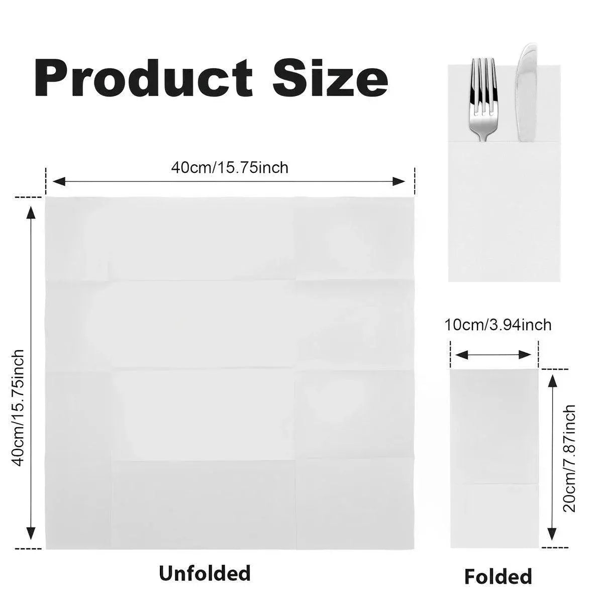 50/100PCS Disposable White Napkin Set Knife Fork Holder for Party Banquet Table - 100PCS