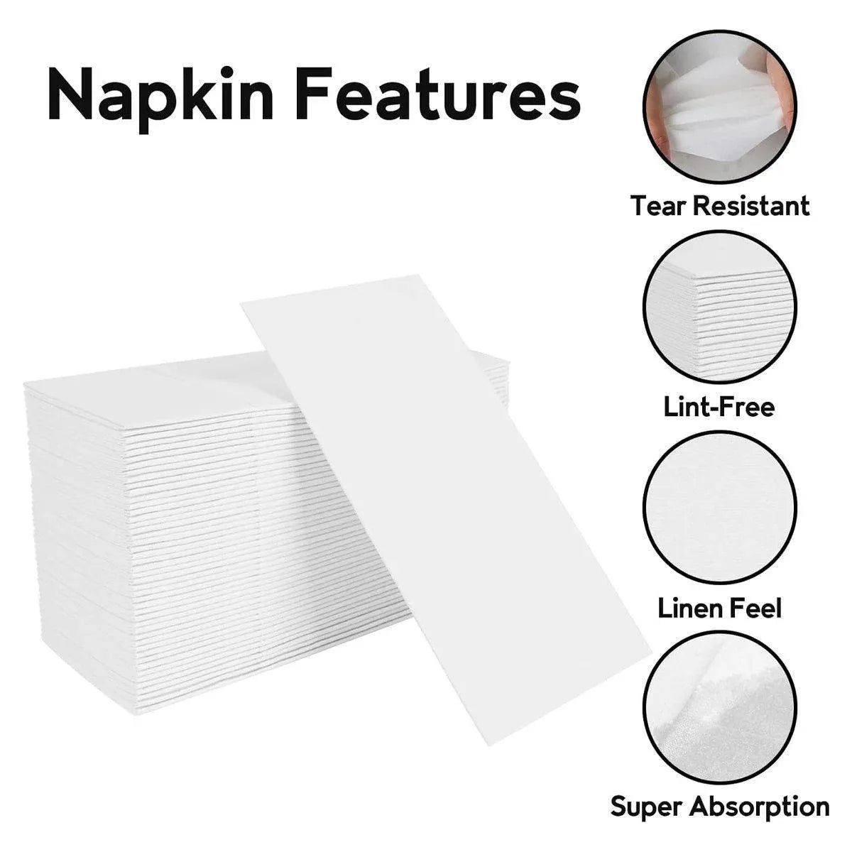 50/100PCS Disposable White Napkin Set Knife Fork Holder for Party Banquet Table - 100PCS