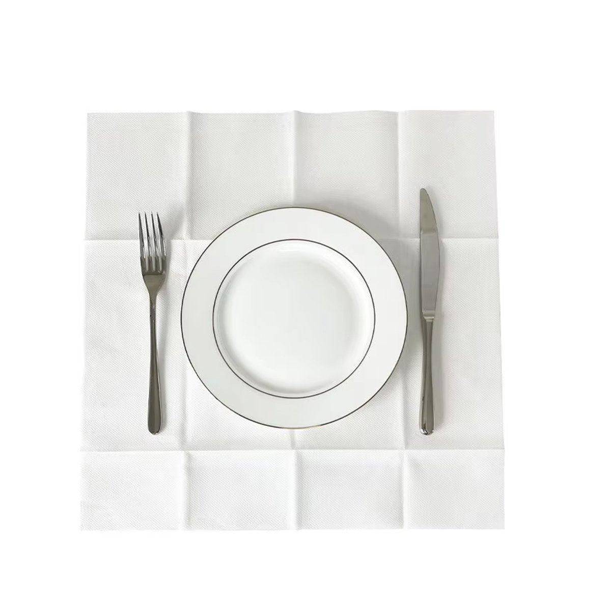 50/100PCS Disposable White Napkin Set Knife Fork Holder for Party Banquet Table - 100PCS