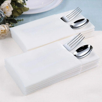 50/100PCS Disposable White Napkin Set Knife Fork Holder for Party Banquet Table - 50PCS