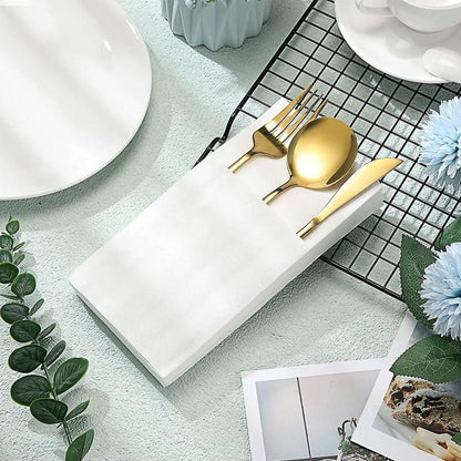 50/100PCS Disposable White Napkin Set Knife Fork Holder for Party Banquet Table - 50PCS