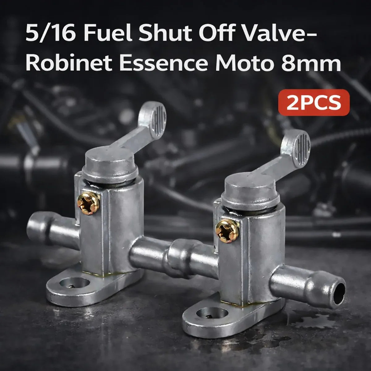 2PCS Off Road Motorcycle Dual 5/16 Fuel Valve Switch 8mm Dirt Pit Bike Accessory