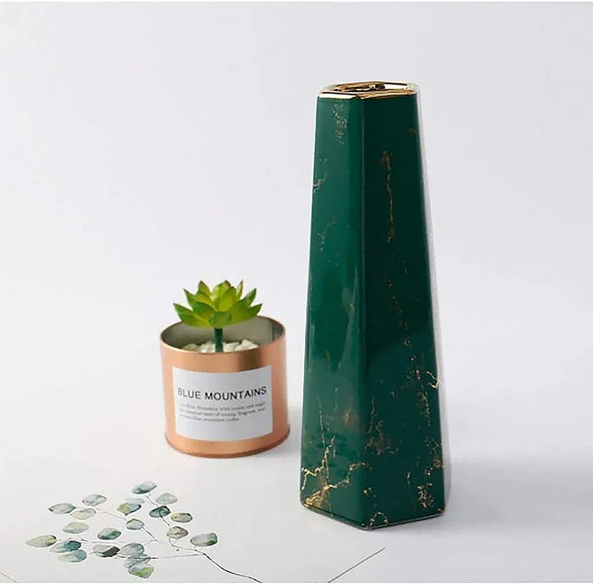Marbled Ceramic Vase Simple Home Living Room Decor Flower Arrangement Piece