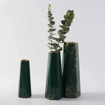 Marbled Ceramic Vase Simple Home Living Room Decor Flower Arrangement Piece