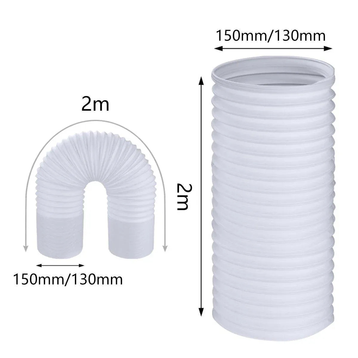 Portable Air Conditioner Exhaust Hose 13/15cm Extendable Vent Pipe PP Steel Wire - 2m x 15cm