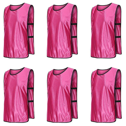 6X Sports Training Bibs Soccer Vests Group Team Bibs Basketball Cricket Football - Pink-L