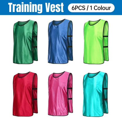 6X Sports Training Bibs Soccer Vests Group Team Bibs Basketball Cricket Football - Pink-L